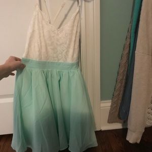 Lace top dress w/ blue attached skirt